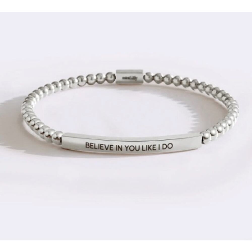 💥#31 Mint & Lilly Believe in You Like I Do Beaded Bracelet*Silver*6.5"
